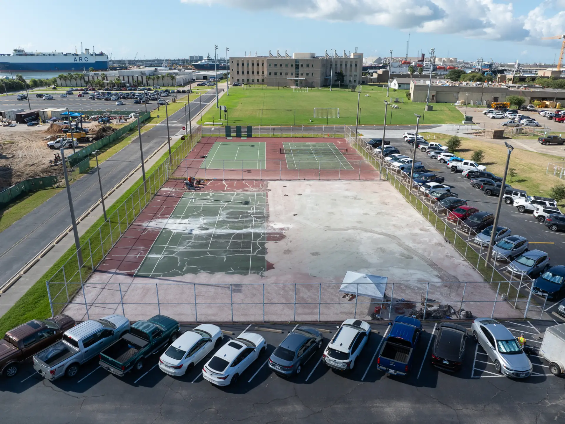 Tennis courts before restoration - view 1