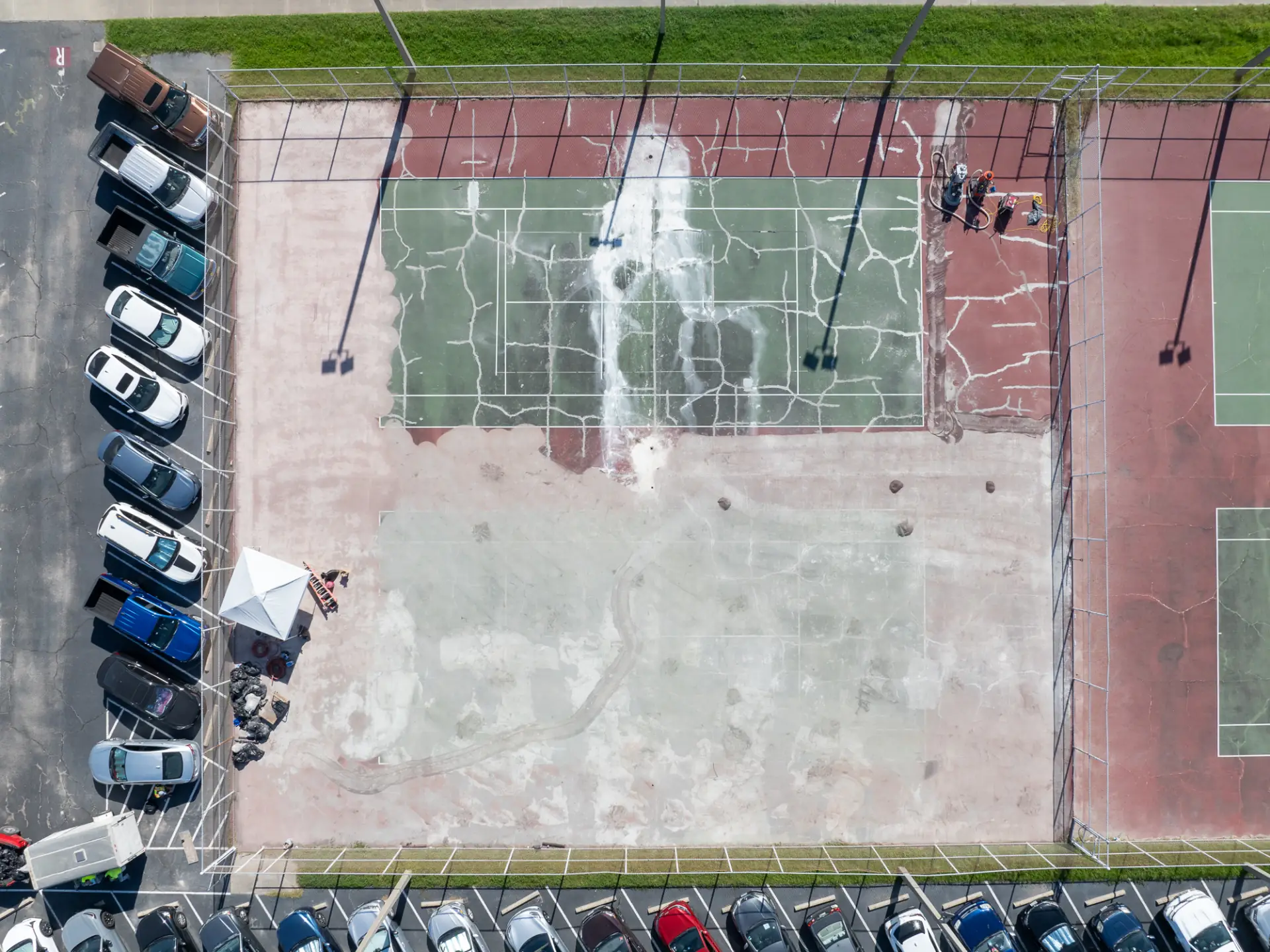 Tennis courts before restoration - view 2