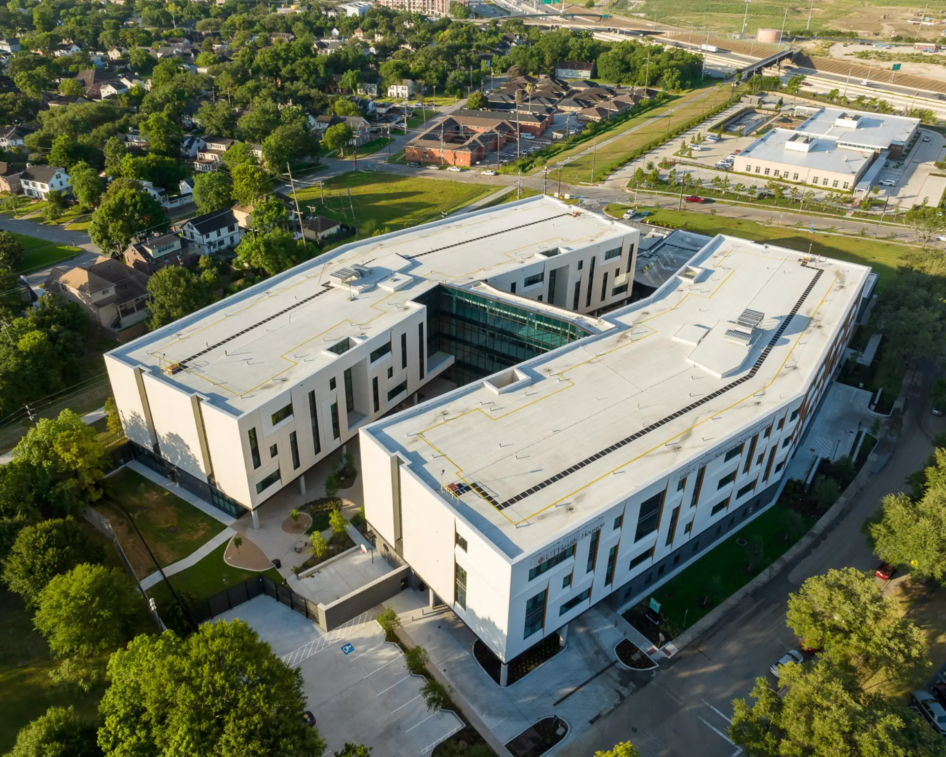 University medical campus roofing installation